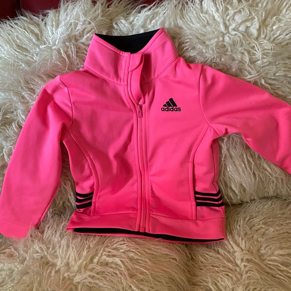 Gently used girls pink Adidas Jacket 24 mos